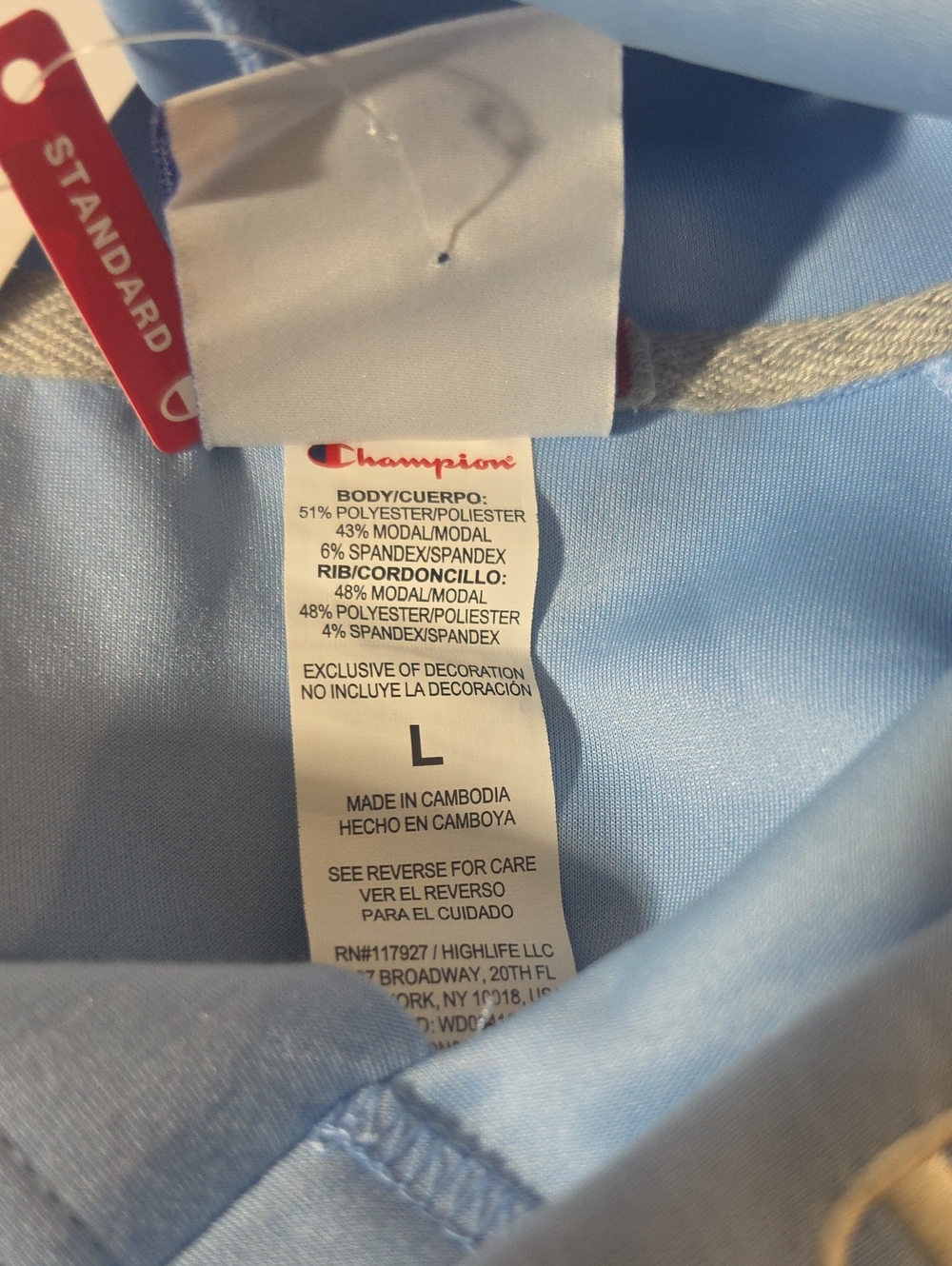 Champion Men's Club Sport Short Sleeve Hoodie, Placid Blue Size L - Picture 8 of 8